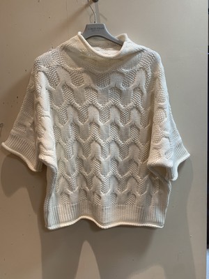 【le tricot perugia】模様編み半袖セーター(240-210) 【le tricot perugia】模様編み半袖セーター(240-210)