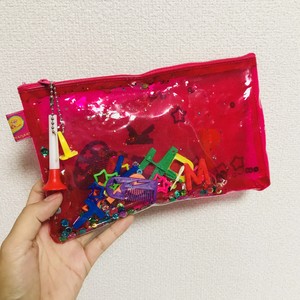 おもちゃいっぱいスケルトンポーチ(レッド)