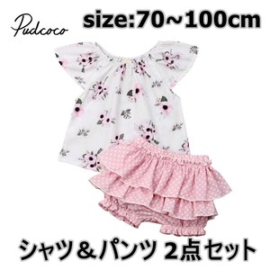 子供服 セットアップ 女の子 半袖シャツ パンツ 2点セット ベビー キッズ 花柄 ドット ピンク 70 100cm Ys199 海外子供服専門通販サイト リーファ