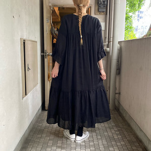 Koton コトン ラミーリヨセルフロントダーツギャザーワンピースブラック Debby