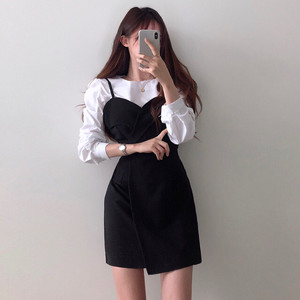 シンプルパフスリーブシャツ サスペンダーワンピース S2553 Sugar Store