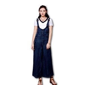 刺繍 デニム オーバーオール ワンピース Z511 Zizzle 気軽に着れるボヘミアン ファッション