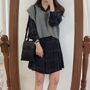 ベストセットチェック柄シャツワンピース