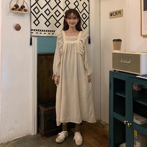 パジャマ ルームウェア ナイトドレス ワンピース フリル レース ガーリー 可愛い ロマンティック お部屋着 お家時間 秋 冬 A0158 Macaron