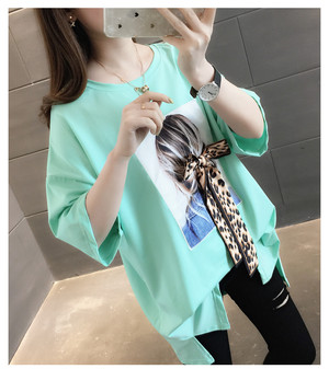 ロゴ Tシャツ かわいい 夏 カジュアル ヒョウ柄 リボン シンプル コーデ 女の子 イラスト プリントシャツ 韓国 491 Sweetly