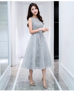 シルバー グレー ワンピース ドレス No Pd011 She Is シーイズ パーティードレス フェミニンカジュアル ファッション ブランド 通販