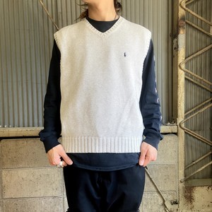 ポロバイラルフローレン コットンニットベスト メンズl 古着 Polo By Ralph Lauren グレー 灰色 ニットセーター Cave 古着屋 公式 古着通販サイト