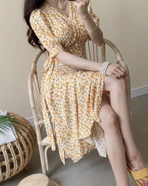 ピークロングワンピース イエロー ブルー Hanehuku