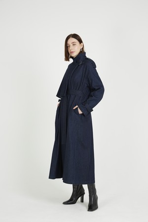 デニムドレープハイカラーロングコート Ca0a C193 Ciel Air