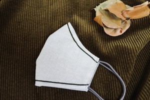 【刺繍マスク/ワイヤー】 "Simple line✴︎Beige"