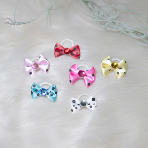 犬用 リボン ヘアゴム 水玉 ドット 同色4個セット Petta ペッタ