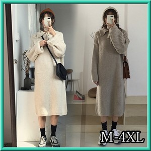 大きいサイズ ニットワンピース ミモレ丈 膝下 無地 ベージュ グレー ワンピース 秋冬 秋 冬 ぽっちゃり おしゃれ コーデ レディース 冬コーデ おしゃれコーデ 韓国 可愛い かわいい シンプル マタニティ Ll 3l 4l 5l 大きいサイズ専門店 Rubys