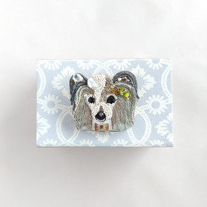 パピヨン犬ブローチ Rika Ogasawara 福岡 フランス ボヴェ刺繍 ウェディング アクセサリー 作家