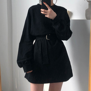 ワンピース 超人気ストリート系長袖ラウンドネックaラインワンピース Chuulife Com かっこかわいいストリート系を楽しもう
