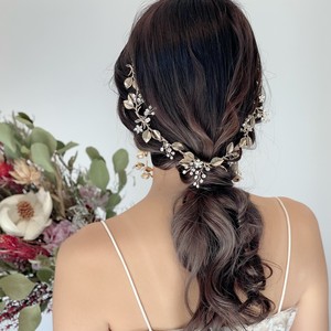 ウェディング アクセサリー 小枝 リーフ アンティーク ゴールド ヘッドドレス ブライダル 髪飾り ブライダルセレクトショップ Bliss