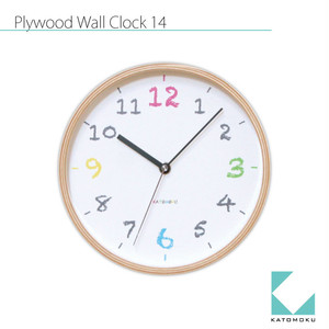 KATOMOKU plywood wall clock 14 km-85NRC ナチュラル 電波時計 連続