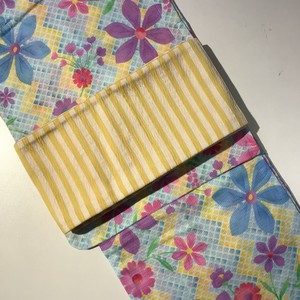 新品 浴衣 半幅帯 ２点セット フリーサイズ 　パステル　花柄　しじら細帯 セット割引済み Tokyo135
