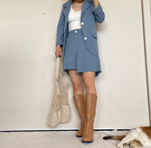 春のカフェオレロングブーツ Kanaji カンアジ 低身長向けファッションショップ