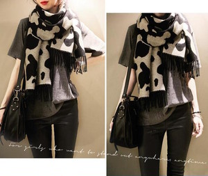 アニマル柄 大判 ストール マフラー 2way モノトーン N390 Import Shop Ao