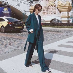 送料無料 セットアップ レディース おしゃれ パンツスーツ 卒園式 大きいサイズ 卒業式 長袖 ジャケット ワイドパンツ きれいめ ハイウエスト フォーマル お呼ばれ 同窓会 大人 上品 代 30代 40代 グレー グリーン By 091 Imagibune