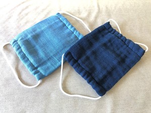 藍染め ガーゼ 平型マスク Indigo Dyed Gauze Flat Mask 琉球藍染工房 ウメノコヤ Umenokoya