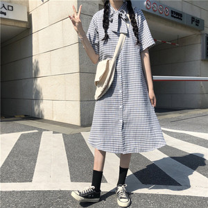 ワンピース ロング タータンチェック アウター シンプル かわいい カジュアル 韓国 562 Sweetly