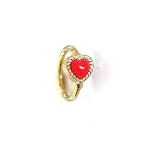 Vintage Heart Charmのsnap Ring Body Jewelry Red K18yg 0003 ヴィンテージハートリングボディ ピアス 赤 18金イエローゴールド Lanie