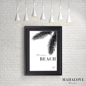 Beach Black ハワイ ヤシの木 モノクロ おしゃれアートポスター サイズ Mahalove Make Sense Art Gallery