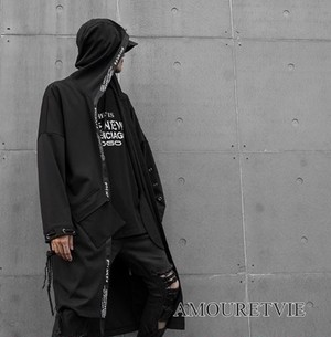 メンズ カーディガン 羽織 コート アウター カジュアル 黒 ブラック スタイリッシュ ストリート 原宿系 ピープス オルチャン 韓国ファッション 1217 Amouretvie モレヴィ