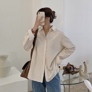 ストライプシャツ ニットベストコーデ 韓国ファッション通販 Nosweat