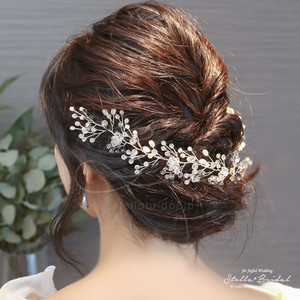 受注生産品 スワロフスキークリスタルとパールの小枝ヘッドドレス ナチュラルヴァイン ウェディングヘアアクセサリー ブライダルカチューム Stella Bridal オシャレ花嫁さま御用達ウェディングアクセサリーショップ ステラブライダル