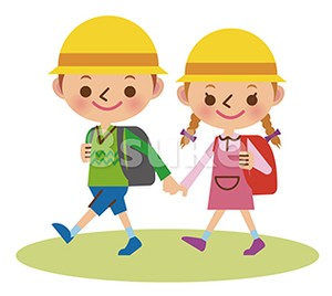 イラスト素材 手をつないで登校する幼い男の子と女の子 ベクター Jpg 8sukeの人物イラスト屋 かわいいベクター素材のダウンロード販売