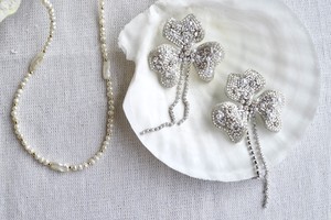 【刺繍ピアス】Flowers pearl chaine ✴︎ silver