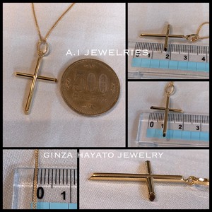 K18 18金 50cm シンプル クロス ネックレス メンズ Mens Necklace A I Jewelries エイアイジュエリーズ
