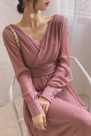 ローズパープル ワンピース She Is シーイズ パーティードレス フェミニンカジュアル ファッション ブランド 通販