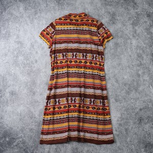 レディース Euro製 70年代 ヴィンテージ 総柄ワンピース ヨーロッパ古着 イエロー オレンジ フラワー M Roger S Ladies ロジャース レディース