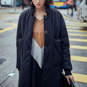 即納 キルティングダウンコート ブラック アウター 秋冬 ロング リラックス ストリート インナーダウン 重ね着 シャツスタイル Aerg アーグ レディースアパレル通販サイト