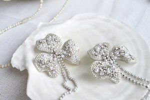 【刺繍ピアス】Flowers pearl chaine ✴︎ silver