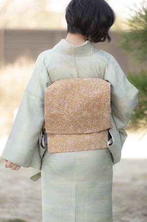 ブラウンに花唐草 名古屋帯 ブラウンに花唐草 名古屋帯