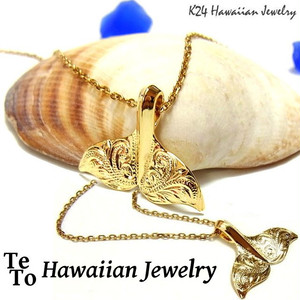 【HawaiianJewelry / ハワイアンジュエリー】 K24 純金 コーティング k24 ペンダント ネックレス プルメリア