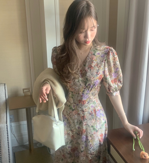 フレンチ レトロ 花柄 シフォン ワンピース She Is シーイズ パーティードレス フェミニンカジュアル ファッション ブランド 通販