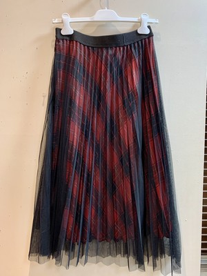 【Rene Derhy】チュール付きチェックプリーツスカート (930-165) 【Rene Derhy】チュール付きチェックプリーツスカート (930-165)