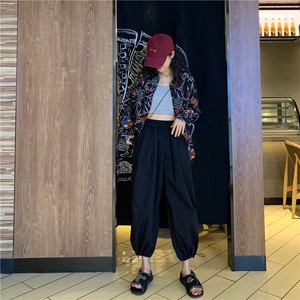 送料無料 3色 パンツ レディース ワイドパンツ クロップドパンツ アンクル丈 7分丈 裾ゴム 裾絞り コードストッパー コードロック ギャザー おしゃれ かわいい ボーイッシュ ジェンダーレス ストリート スポーティー ルーズ ゆったり 黒 ブラック カーキ 灰緑 マゼンタ