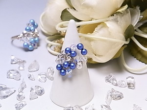 スワロフスキー　ワイヤーラッピングリング（162029 ダークブルー＆シルバー）