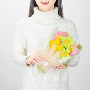 Jpcs Lozizi スマイルフラワー 韓国 ぬいぐるみ花束 ブーケ 枯れない花 花 フラワーブーケ 造花 贈り物 ギフト 成人の日プレゼント 誕生日 記念日 母の日 女性 彼女 お祝い メッセージカード付き Green Az Japan Classic Store