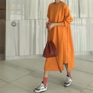 3色 ロング スウェット ワンピース ロングワンピ オーバーサイズ スウェット素材 レディース Anoel