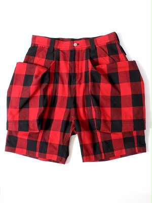 TROVE x 岡部文彦 / BIG POCKET SHORTS ( BUFFALO CHECK ) / BLACKxRED TROVE x 岡部文彦 / BIG POCKET SHORTS ( BUFFALO CHECK ) / BLACKxRED