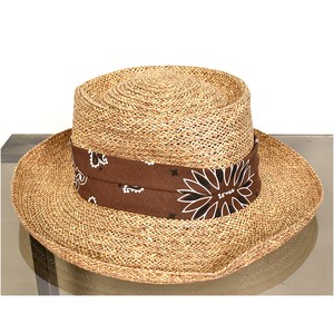 新作 Paisley Straw Hat Brown ペイズリーリボン おしゃれ 麦わら帽子 ブラウン M O A By Midori Obi Arts