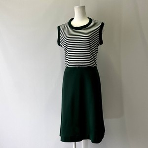 70年代 ボーダー 切り替え レトロ ワンピース レディースm相当 古着 グリーン 緑色 ひざ丈 ヴィンテージ ビンテージ ワンピース Cave 古着屋 公式 古着通販サイト