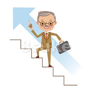 イラスト素材 階段を登る社長 熟年のビジネスマン ベクター Jpg 8sukeの人物イラスト屋 かわいいベクター素材のダウンロード販売